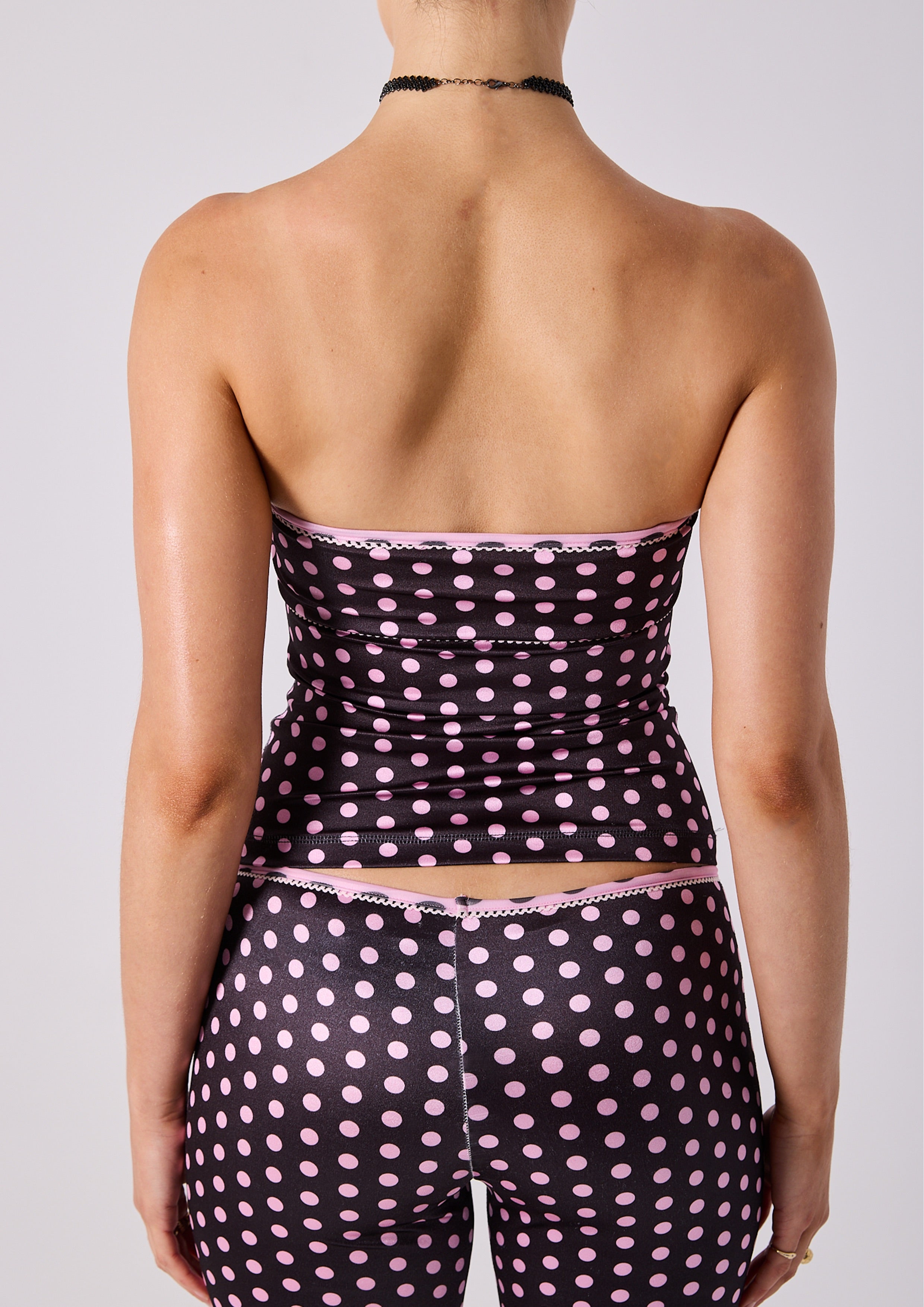 NINA TANK - BLACK POLKA