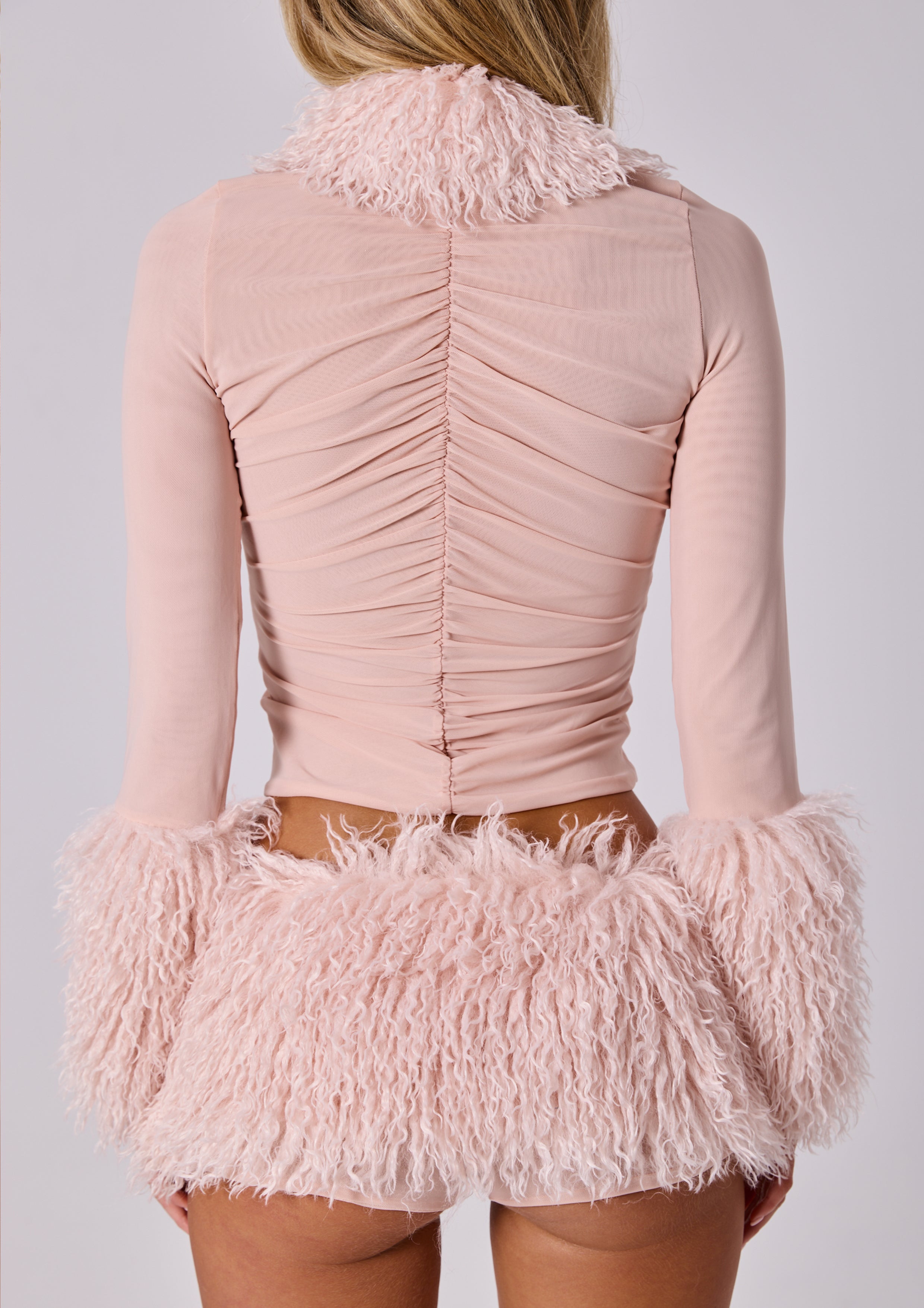 SABRINA FAUX FUR SHORTS - PINK
