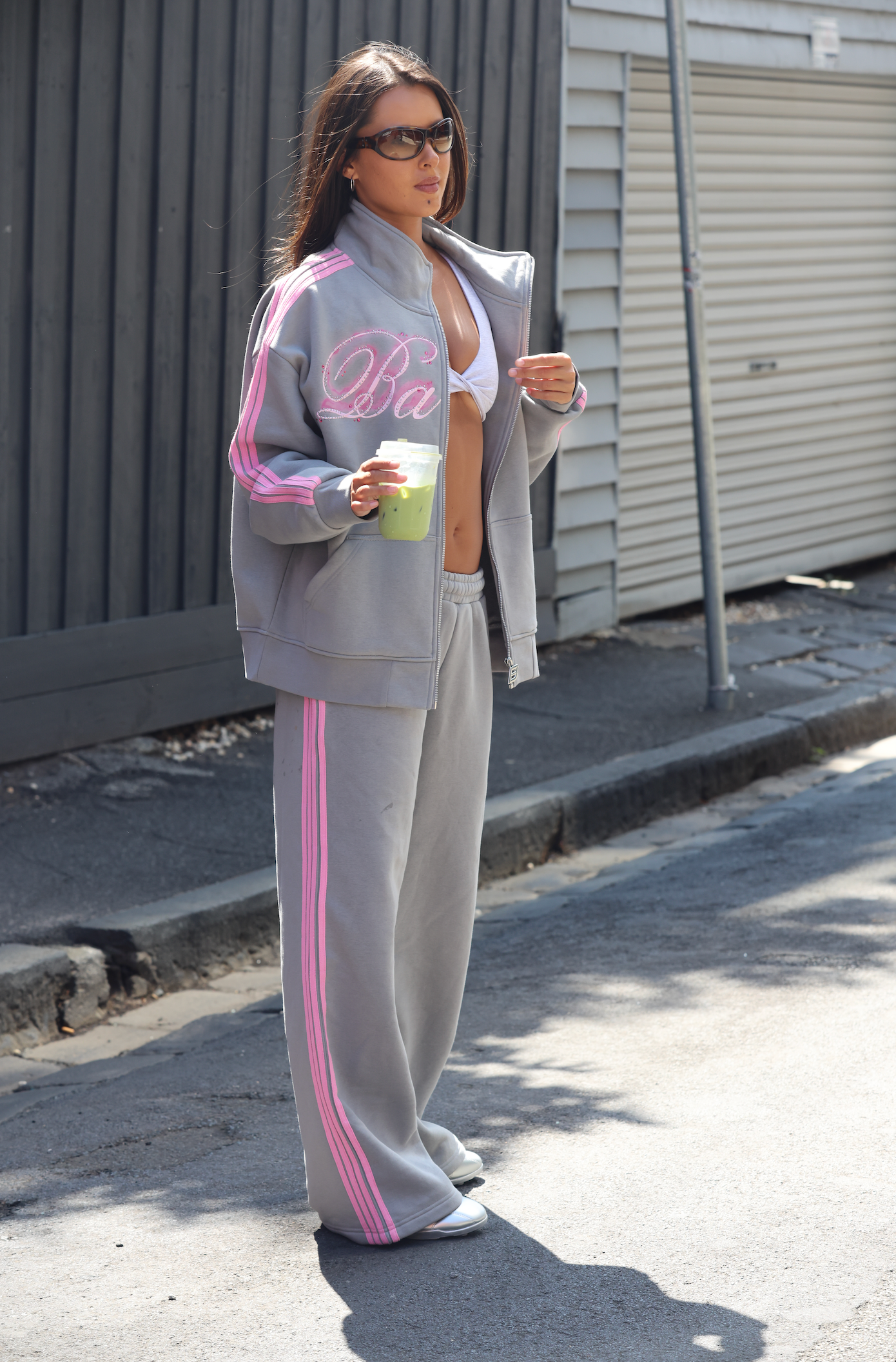 LOLA STRIPE TRACK PANT - GREY