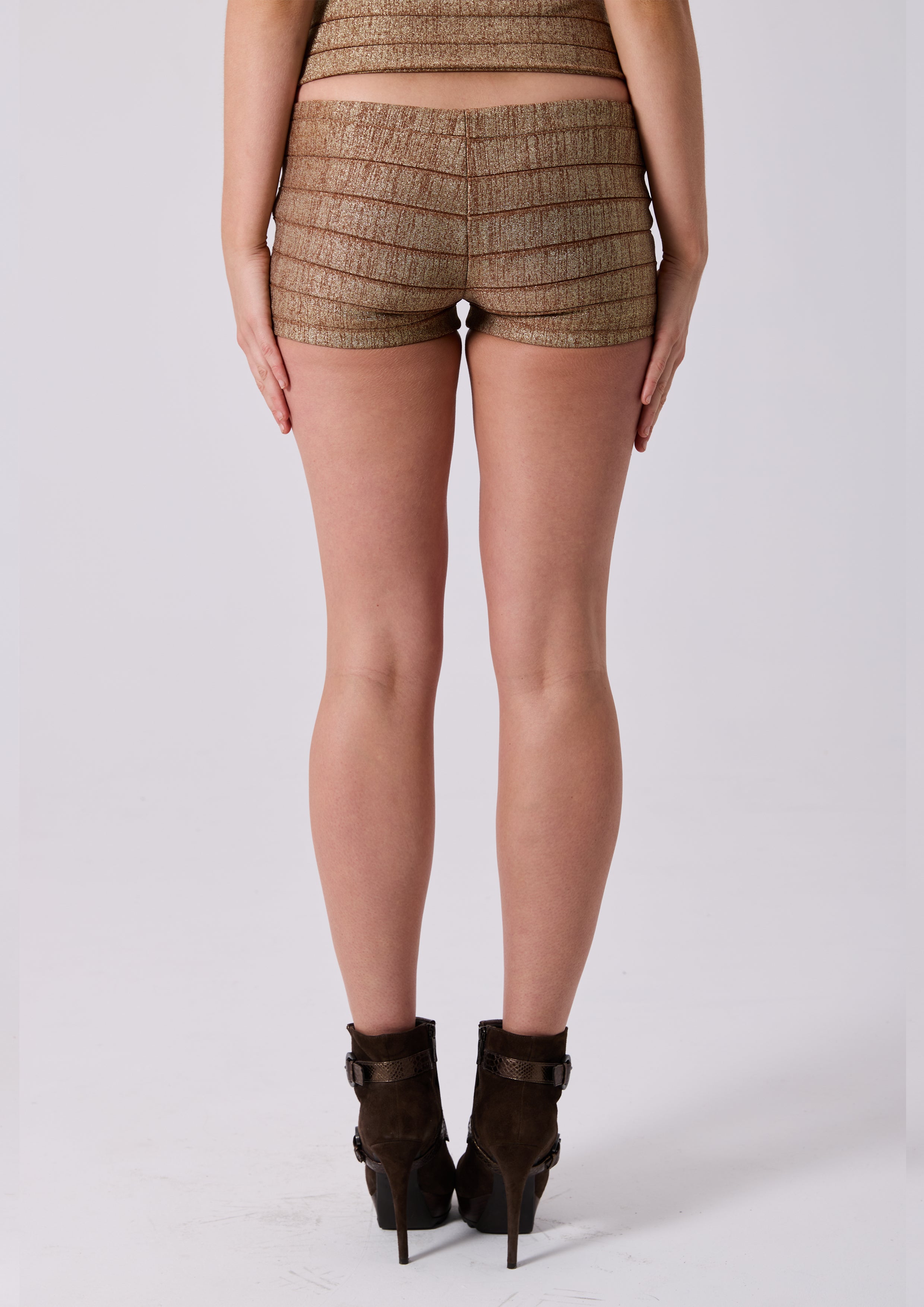 AURORA METALLIC BANDAGE SHORTS - BRONZE