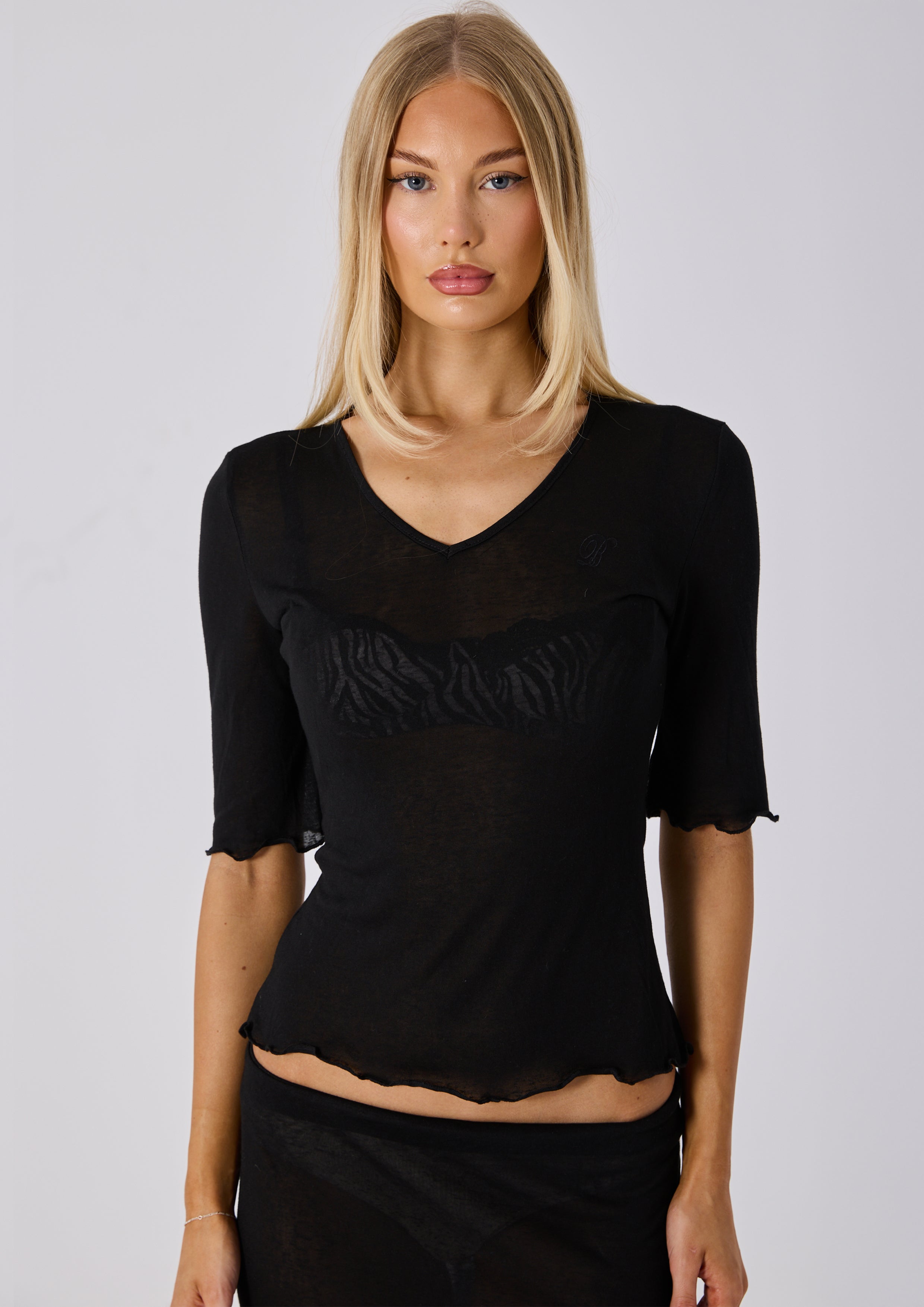 JOLIE 3/4 SLEEVE TOP - BLACK