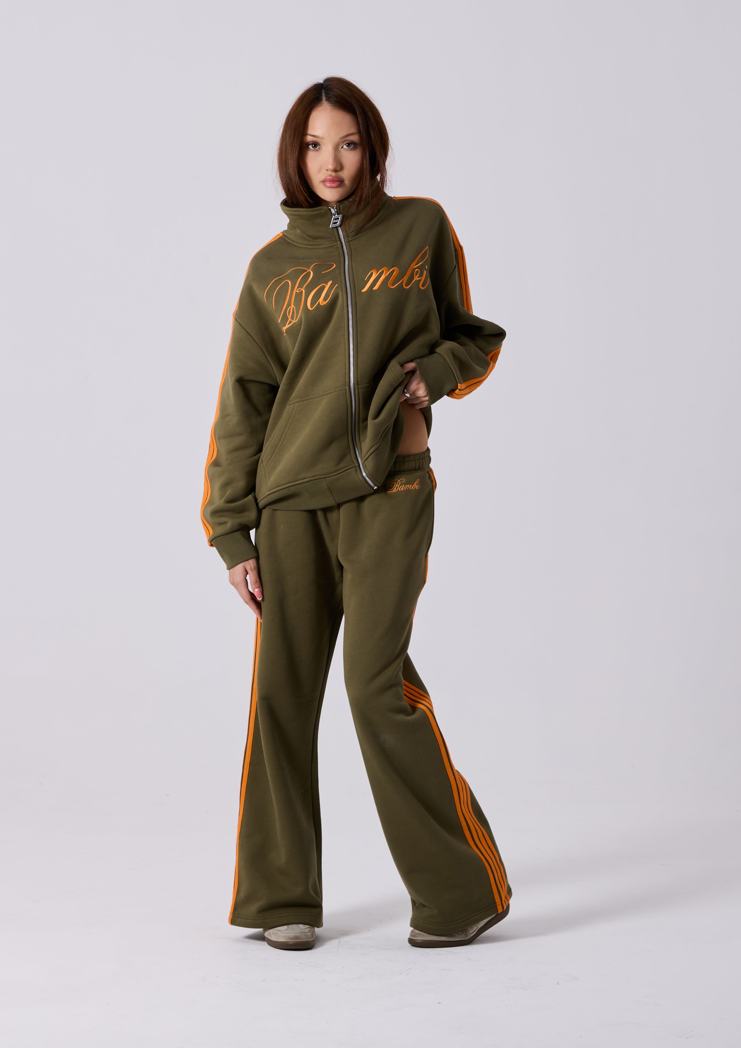 SPEARS STRIPE ZIP JACKET - KHAKI – Bye Bambi