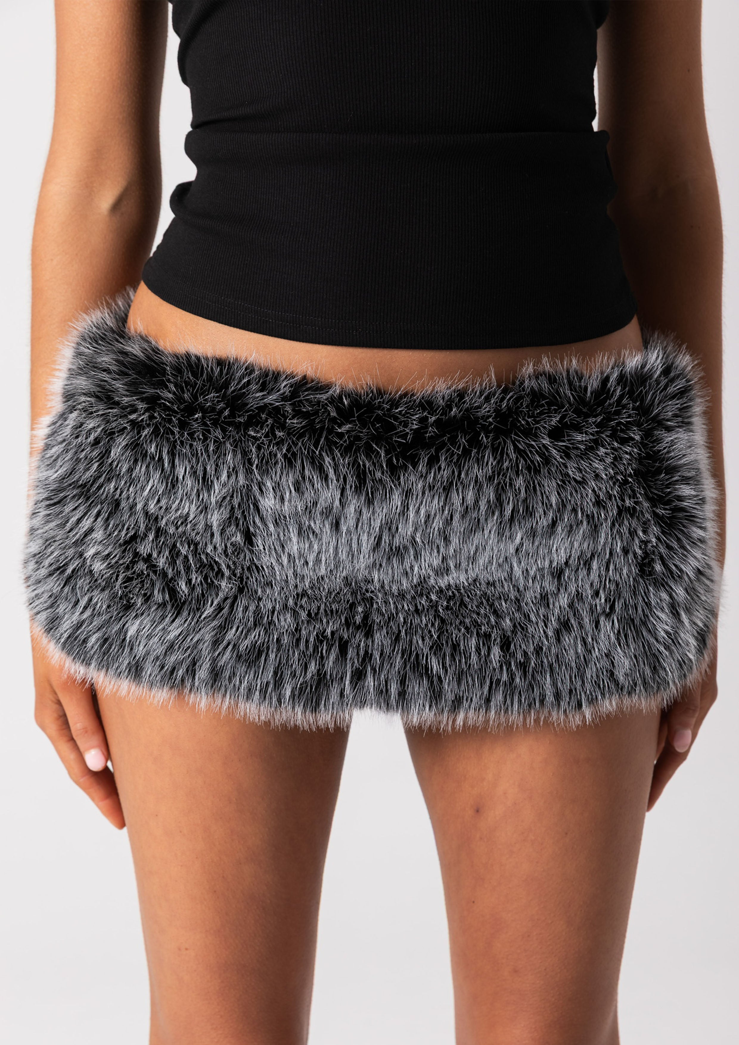 FUR MINI SKIRT - PANTHER