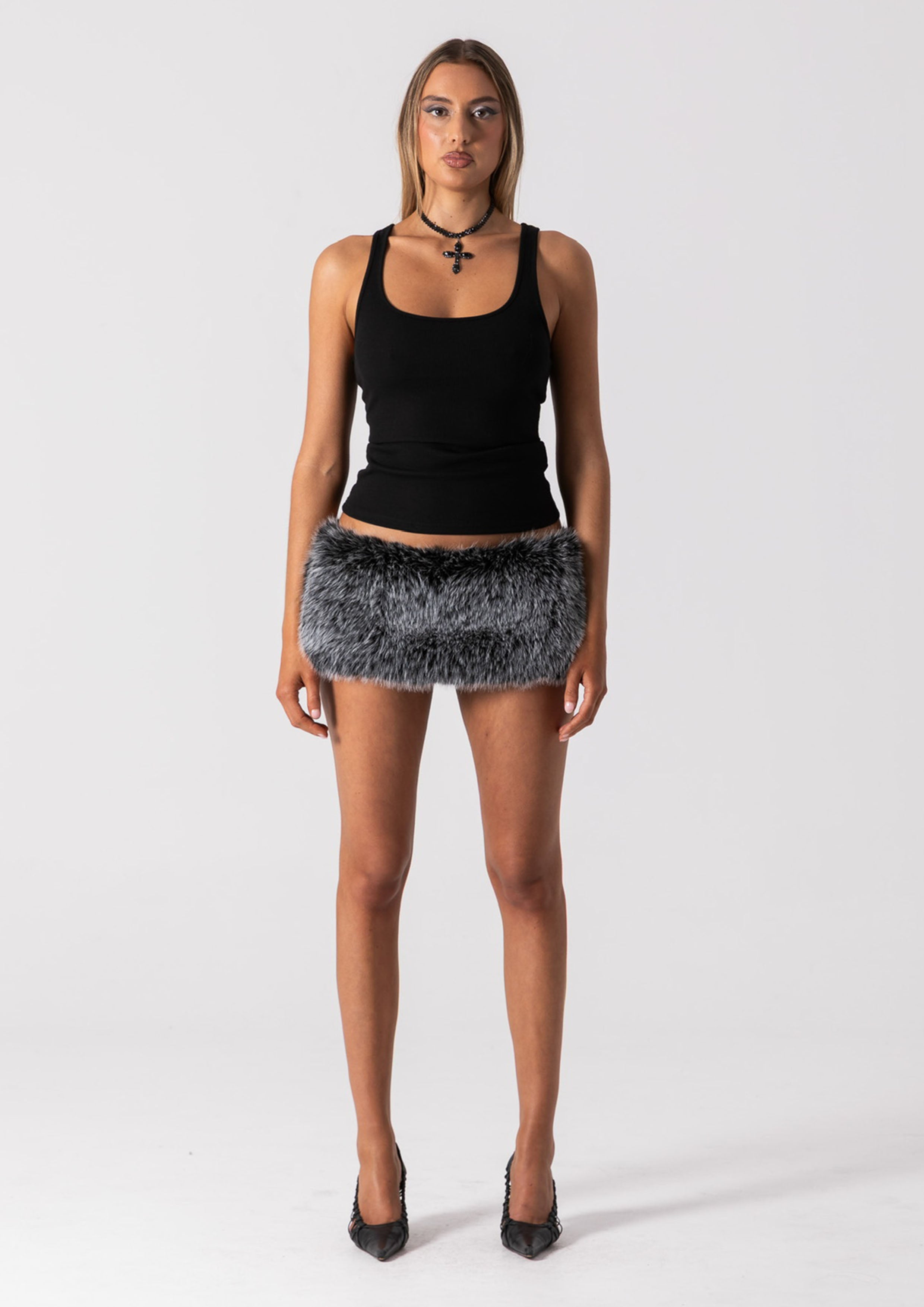 FUR MINI SKIRT - PANTHER