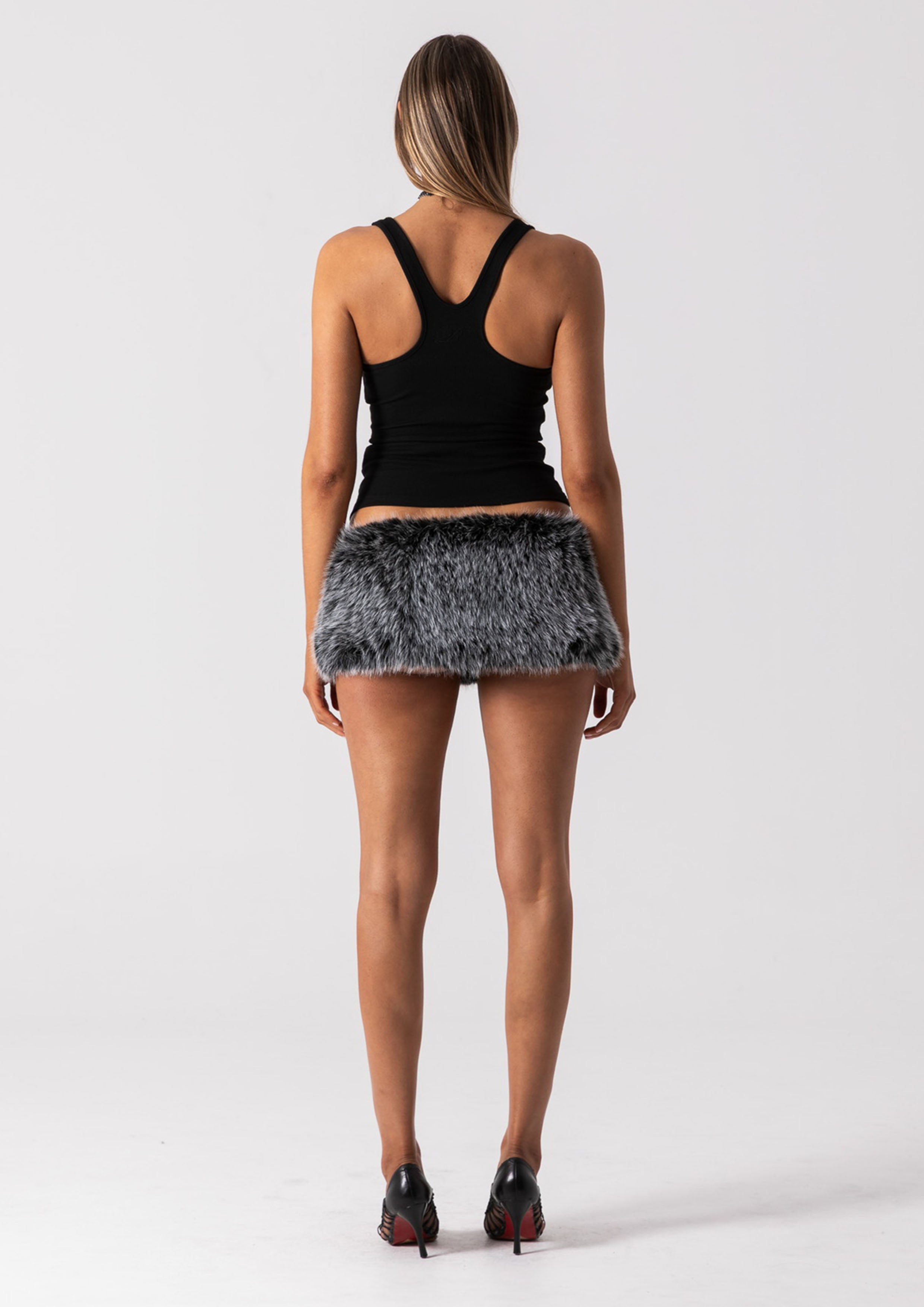 FUR MINI SKIRT - PANTHER