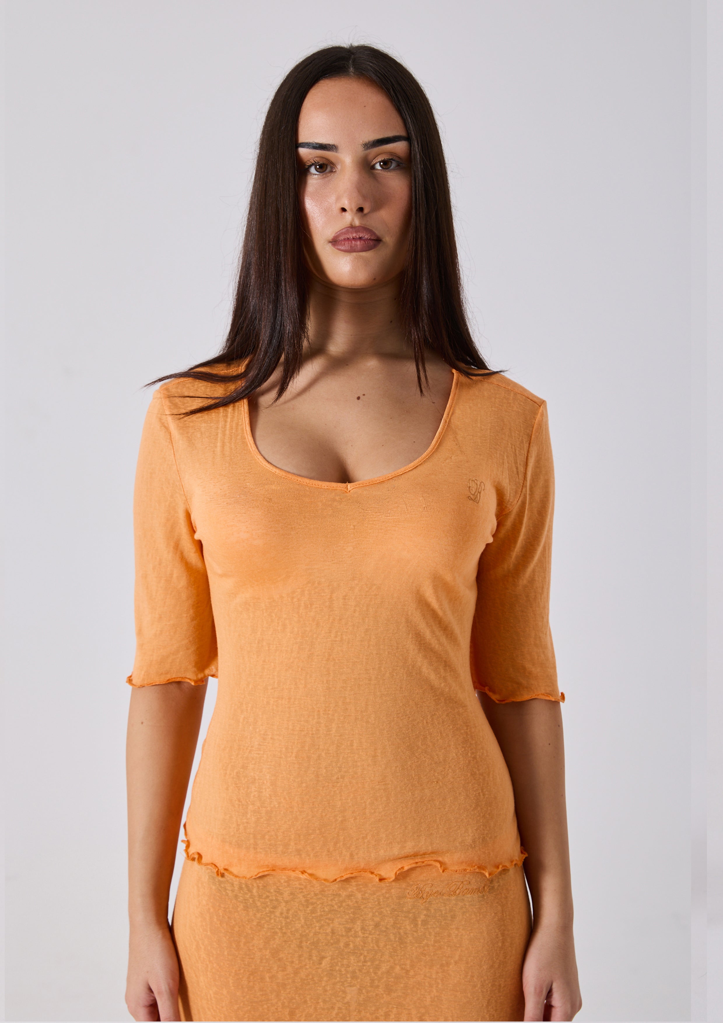 JOLIE 3/4 SLEEVE TOP - CORAL