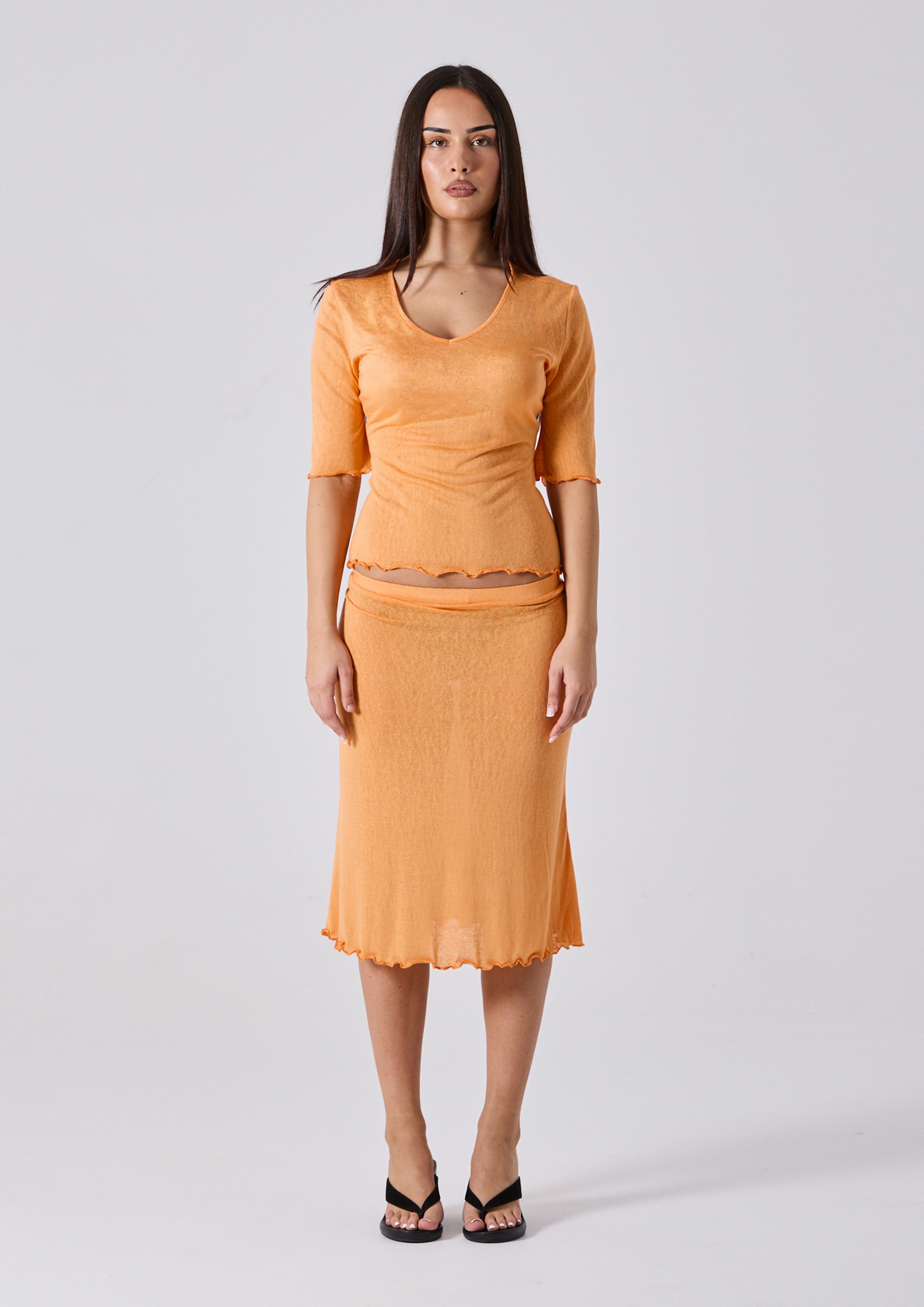 JOLIE 3/4 SLEEVE TOP - CORAL