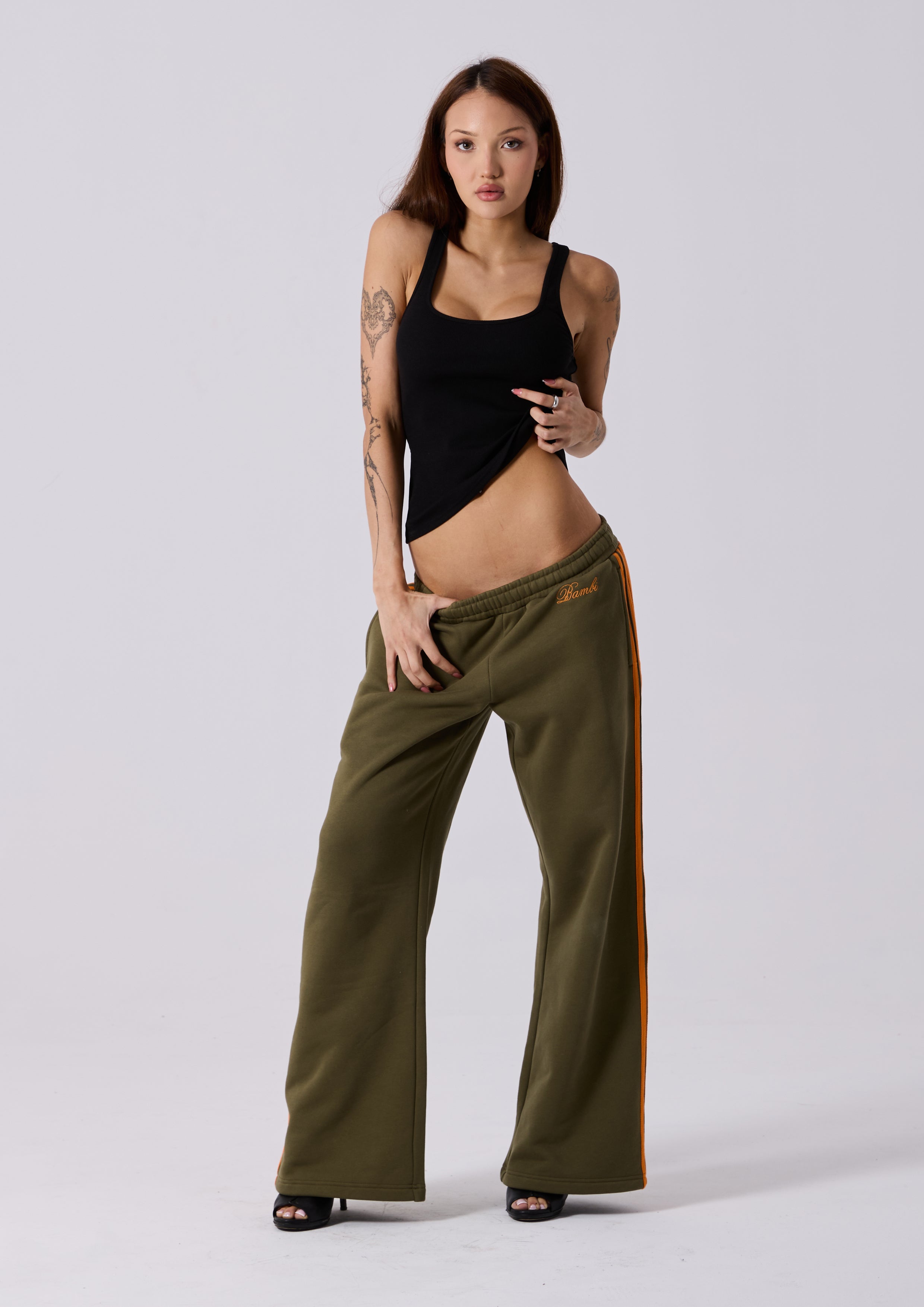 LOLA STRIPE TRACK PANT - KHAKI