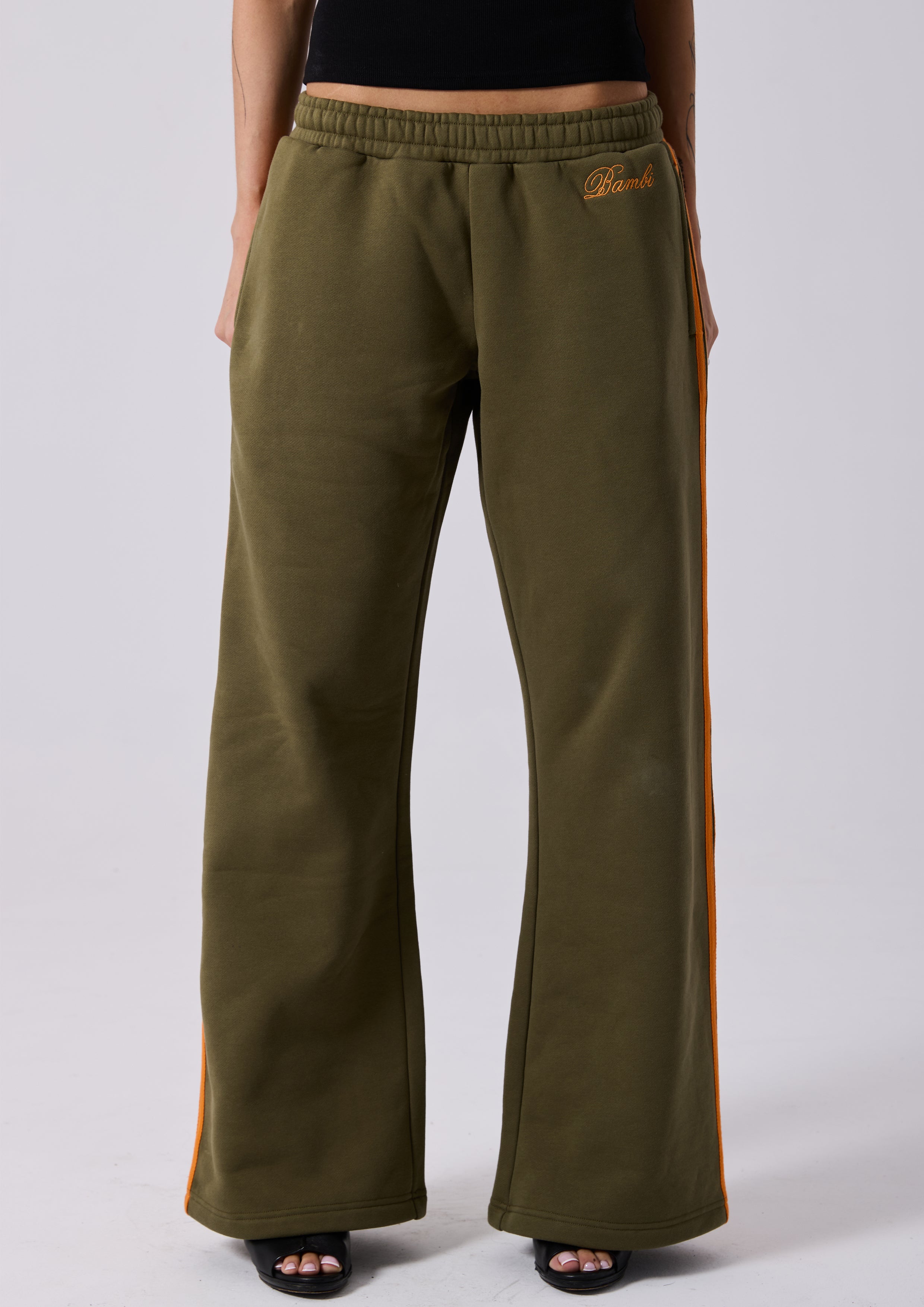 LOLA STRIPE TRACK PANT - KHAKI