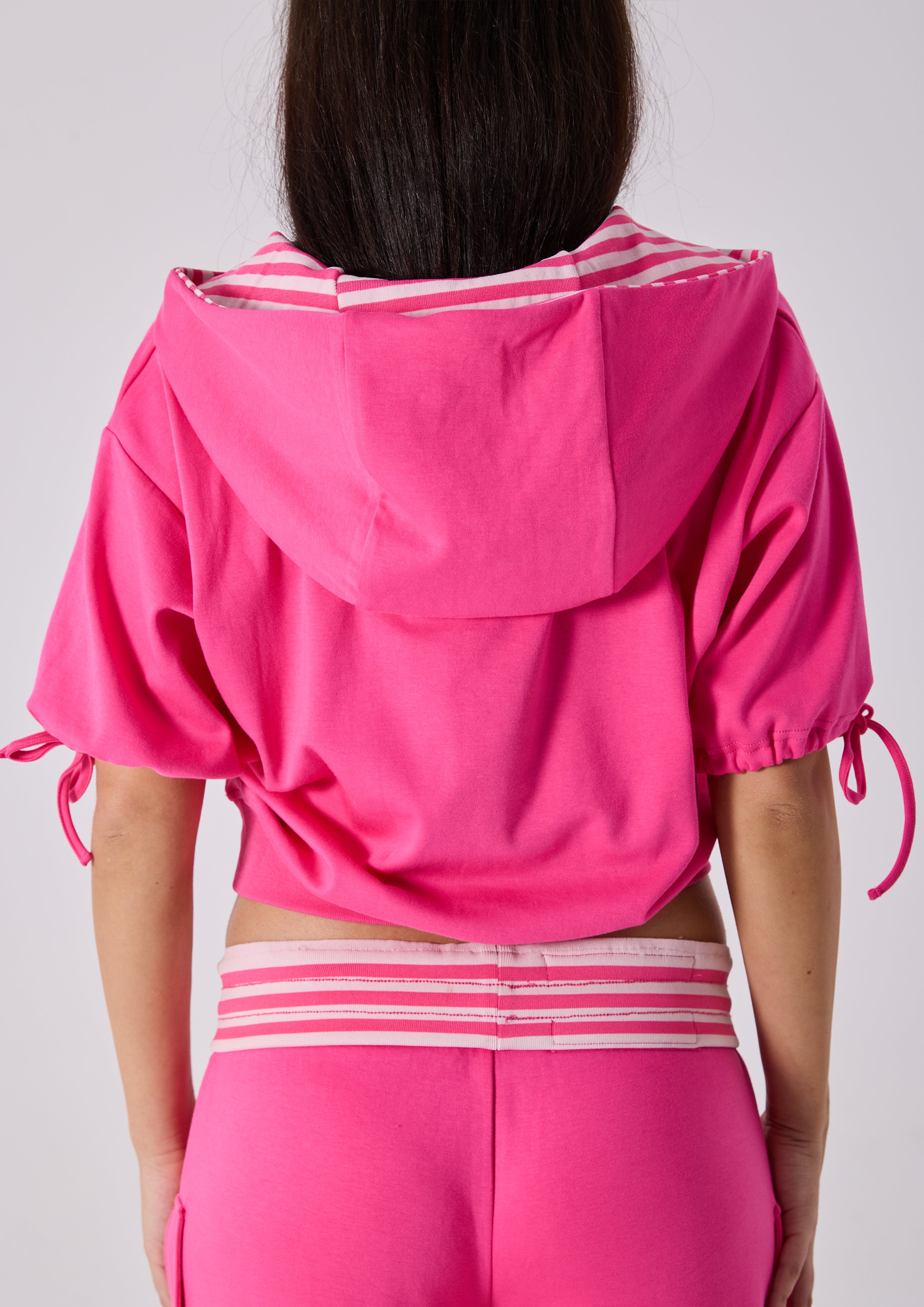 ELARA SHORT SLEEVE LOUNGE TOP - HOT PINK