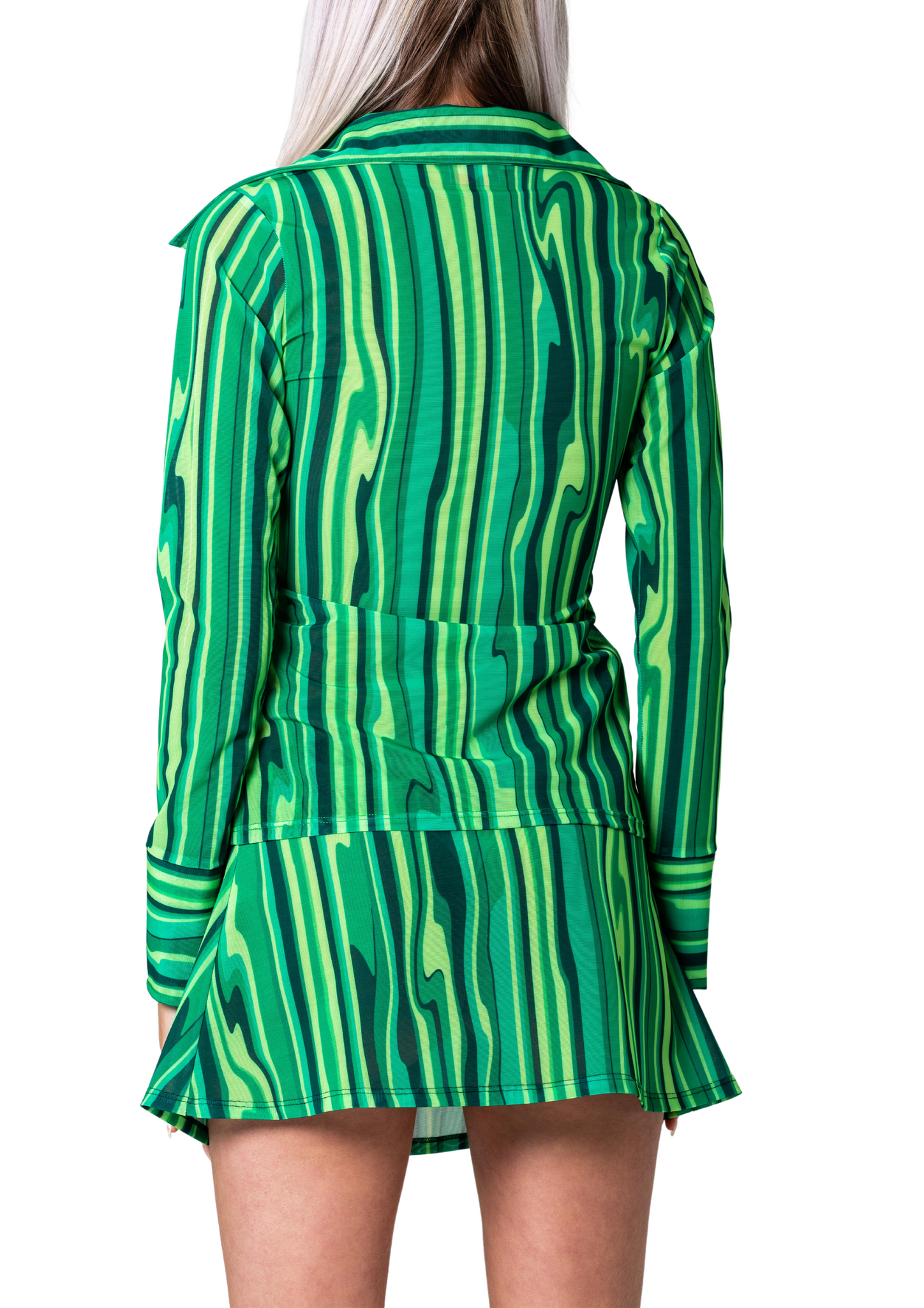 MERMAID ZIP SHIRT - GREEN STRIPE