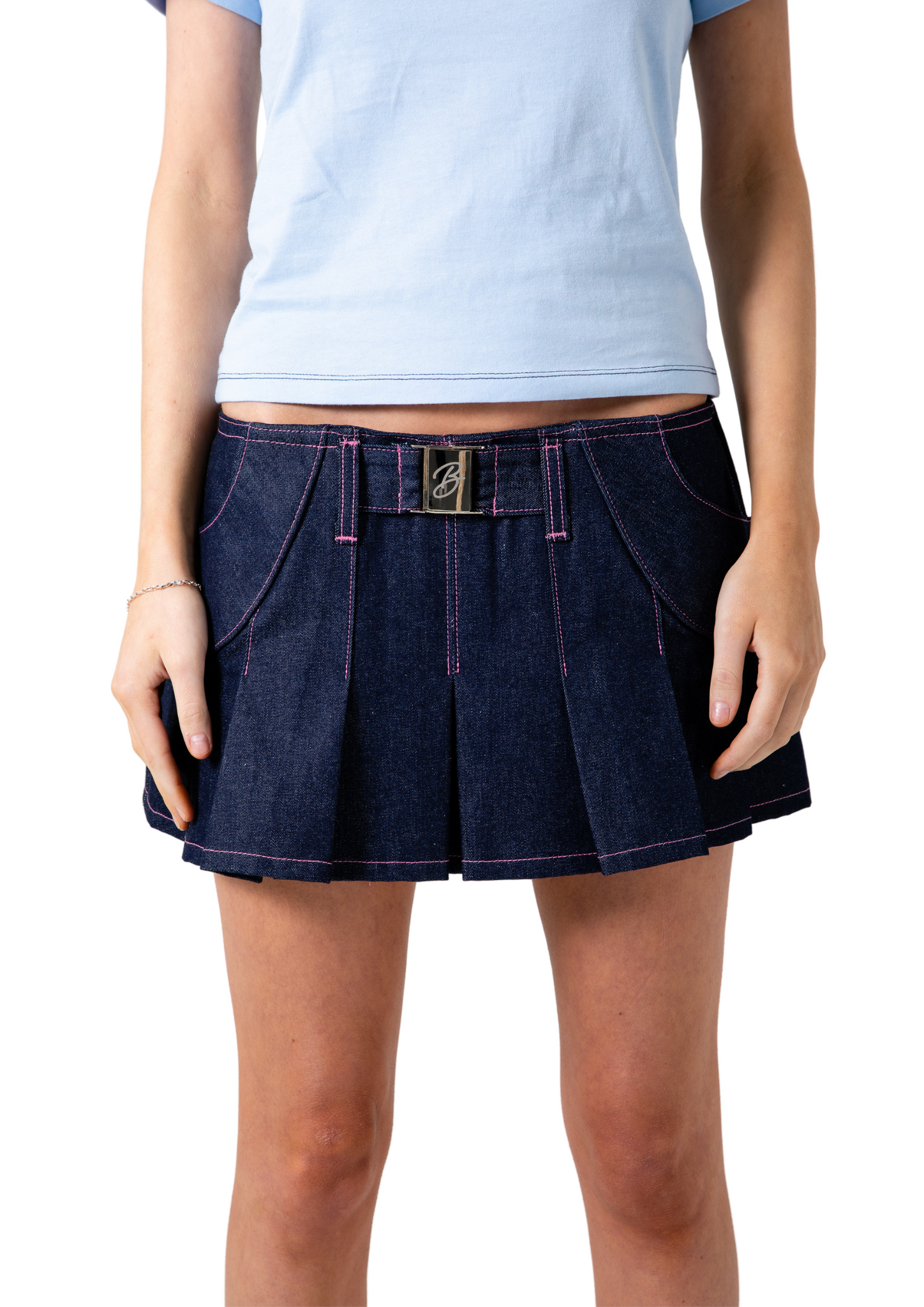 BELLA PLEATED MINI - DENIM