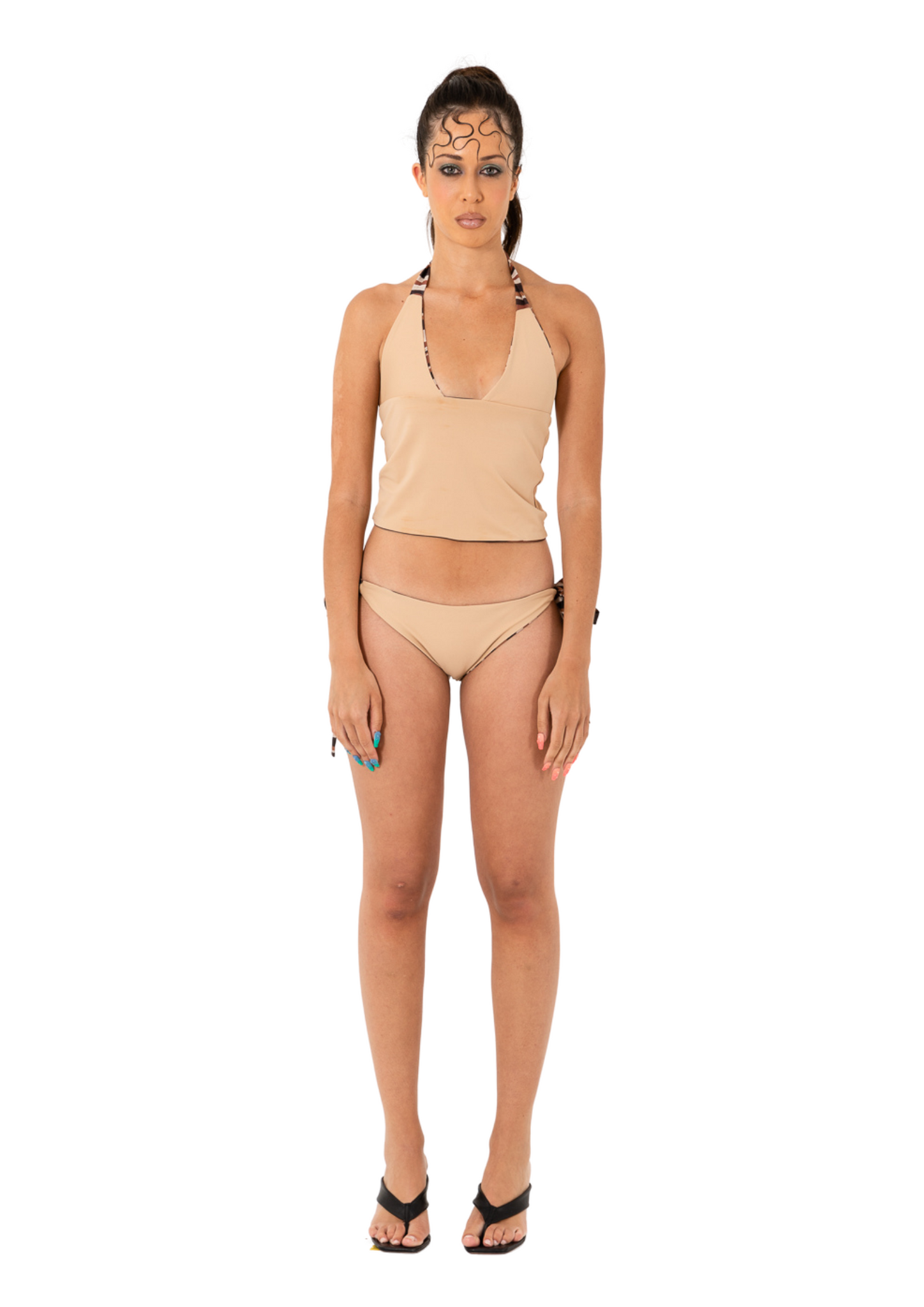 TANKINI TOP - BROWN STRIPE