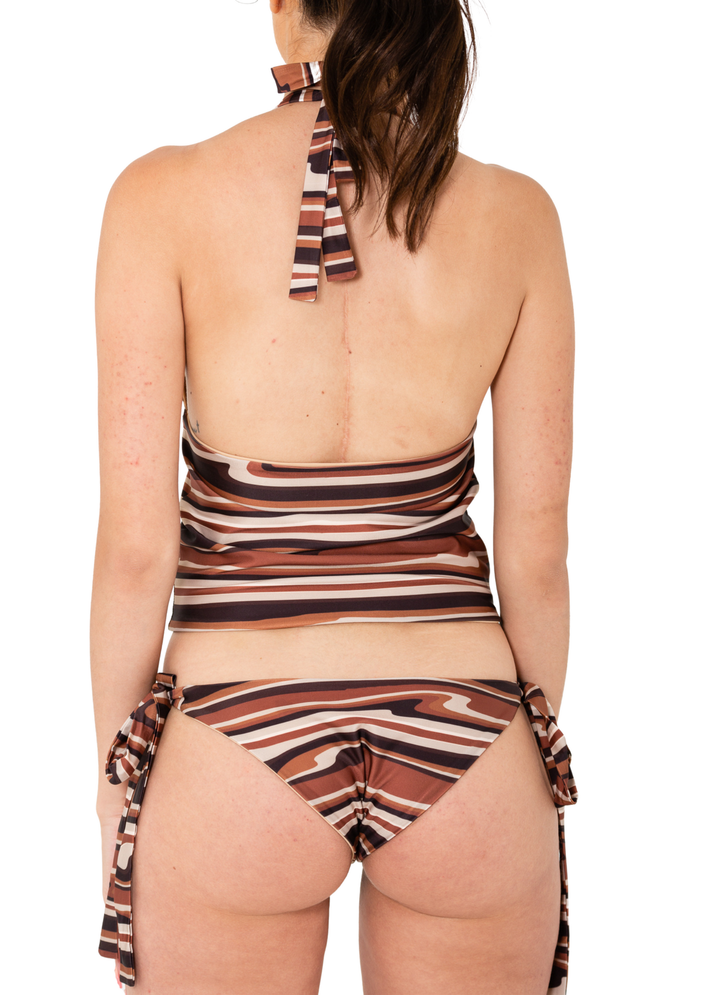 TANKINI TOP - BROWN STRIPE